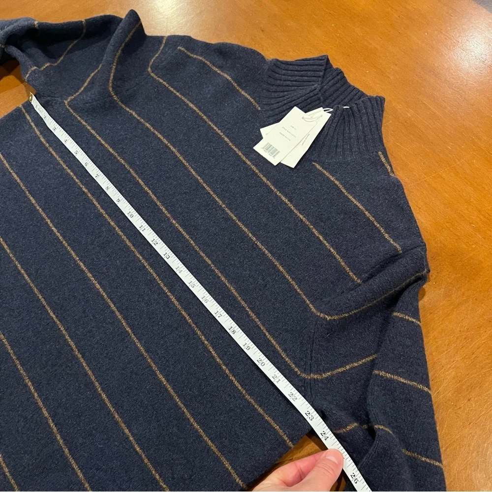 NEW $295 Vince Men’s‎ Wool Blend Striped Turtleneck Sweater Coastal Blue/Tan XL